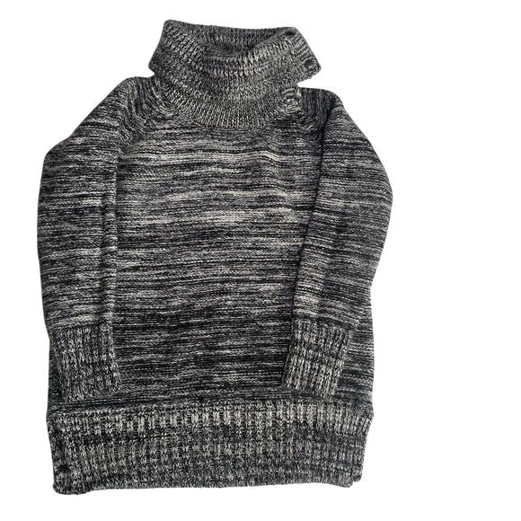 Cynthia Rowley Cowl Neck Wool Blend Sweater Womens Size Medium Tunic Black Gray - Picture 2 of 9